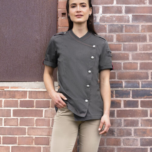 Kurzarm Damen Jeanskochjacke vintage black ROCK CHEF®-Stage2